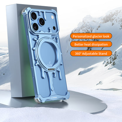 Armor King Glacier MagSafe Pivot Ring Stand Air Cushion Shockproof Metal Case Cover