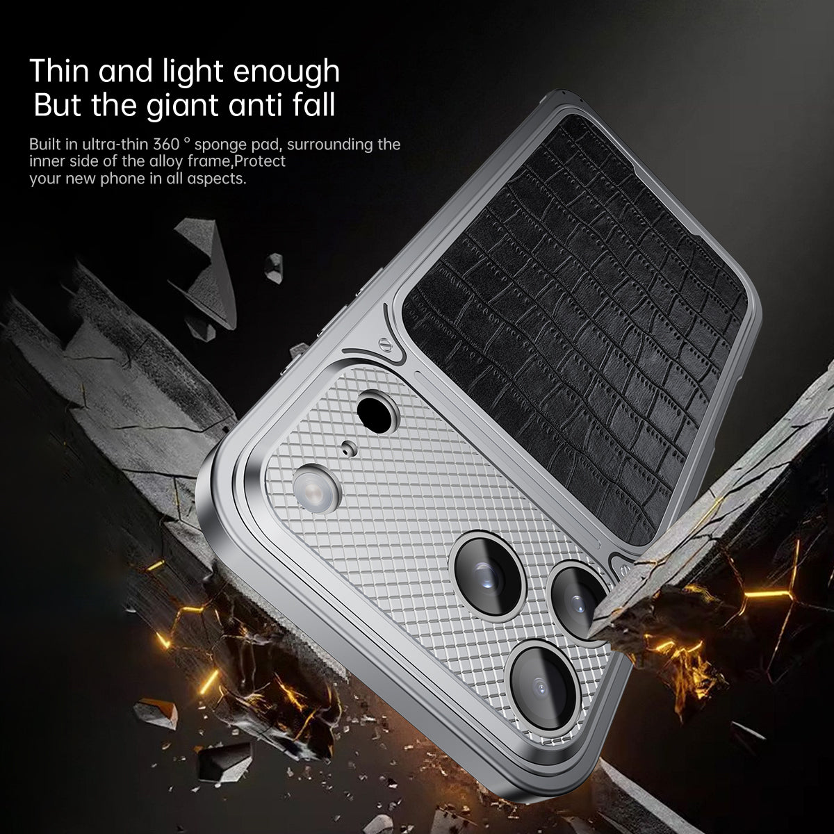 Armor King Luxury MagSafe Elastic Buckle Metal Frame Leather Back Case Cover