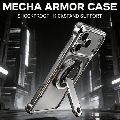Luphie Mecha Armor Metal Case Cover with Magnetic Ring Holder MagSafe Bracket