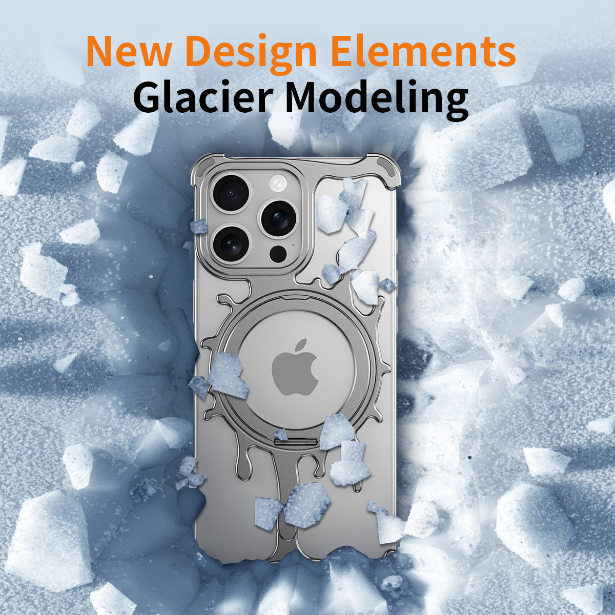 Armor King Glacier MagSafe Pivot Ring Stand Air Cushion Shockproof Metal Case Cover