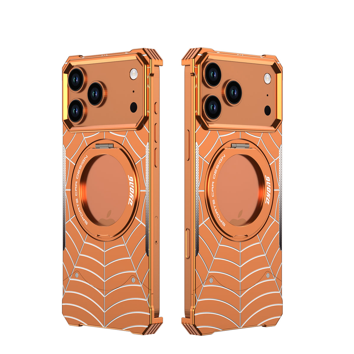 Armor King Spiderweb MagSafe Pivot Ring Stand Shockproof Frameless Metal Case Cover