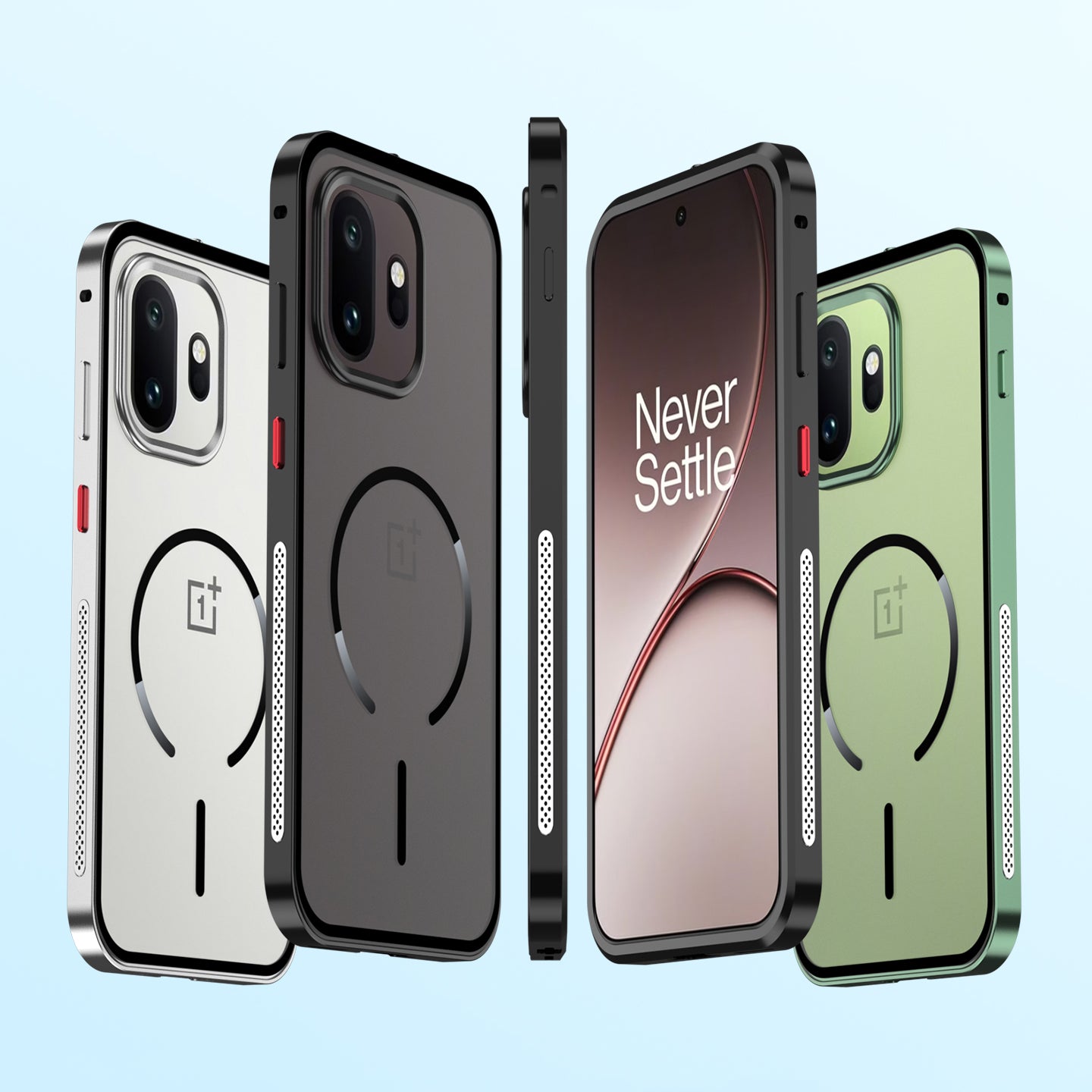 Armor King MagSafe Elastic Buckle Heat Dissipation Metal Bumper Frosted Acrylic Back Case Cover