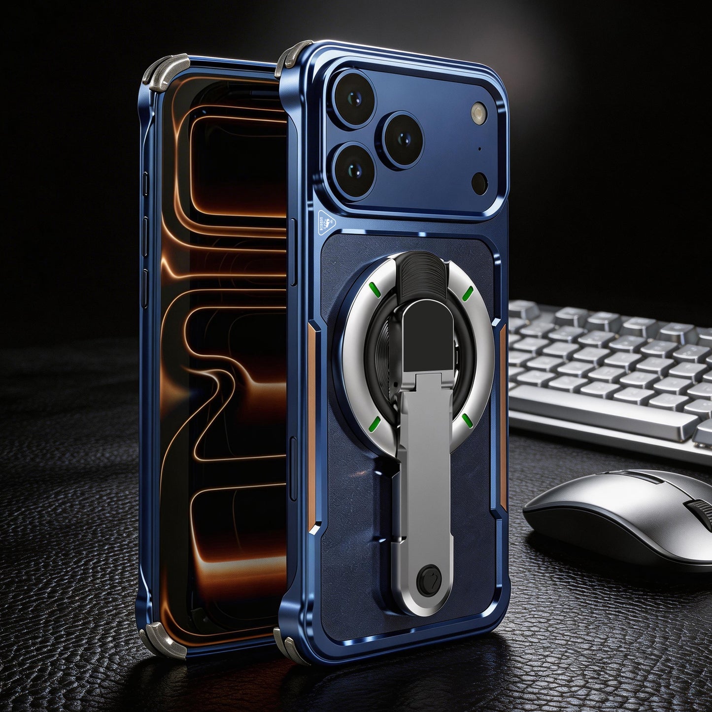 Luphie Mecha Armor Metal Case Cover with Magnetic Ring Holder MagSafe Bracket