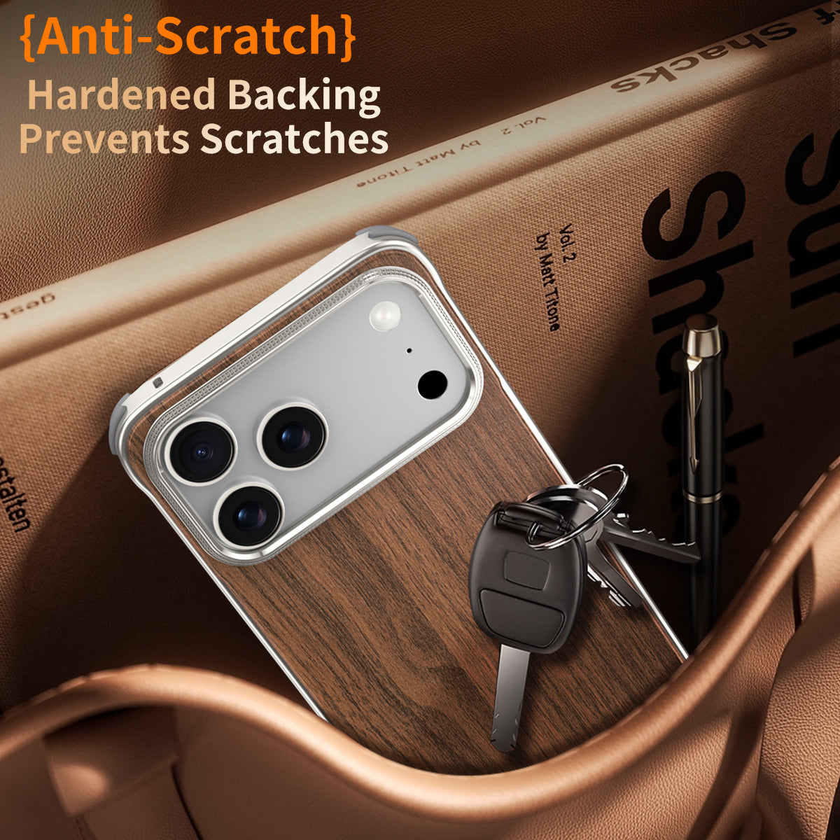 Armor King MagSafe Walnut Wood Back Bezel-less Metal Case Cover