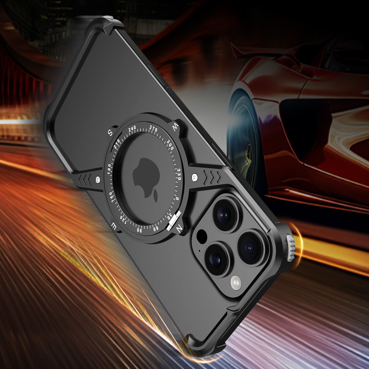 Armor King S Mechanical Gear MagSafe Pivot Ring Stand Air Cushion Sports Metal Case Cover