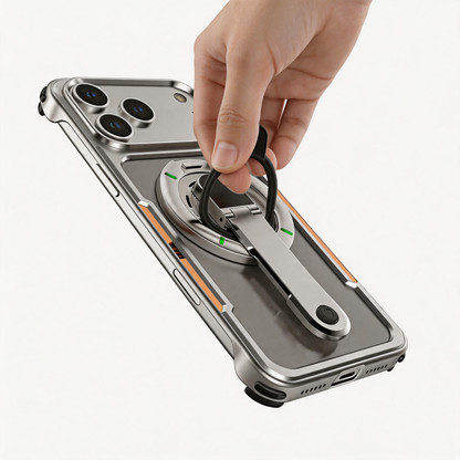 Luphie Mecha Armor Metal Case Cover with Magnetic Ring Holder MagSafe Bracket