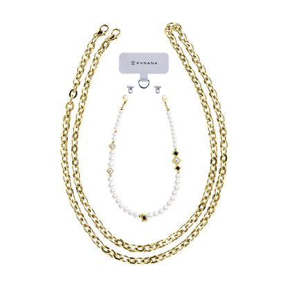 PYNANA Jewelry Aesthetics & Handcraft Multifunctional Chain Phone Charm Beads Strap Pearl Lanyard