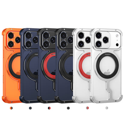 iy Bicolor Armor MagSafe Aluminum Alloy Kickstand Shockproof Metal Case Cover
