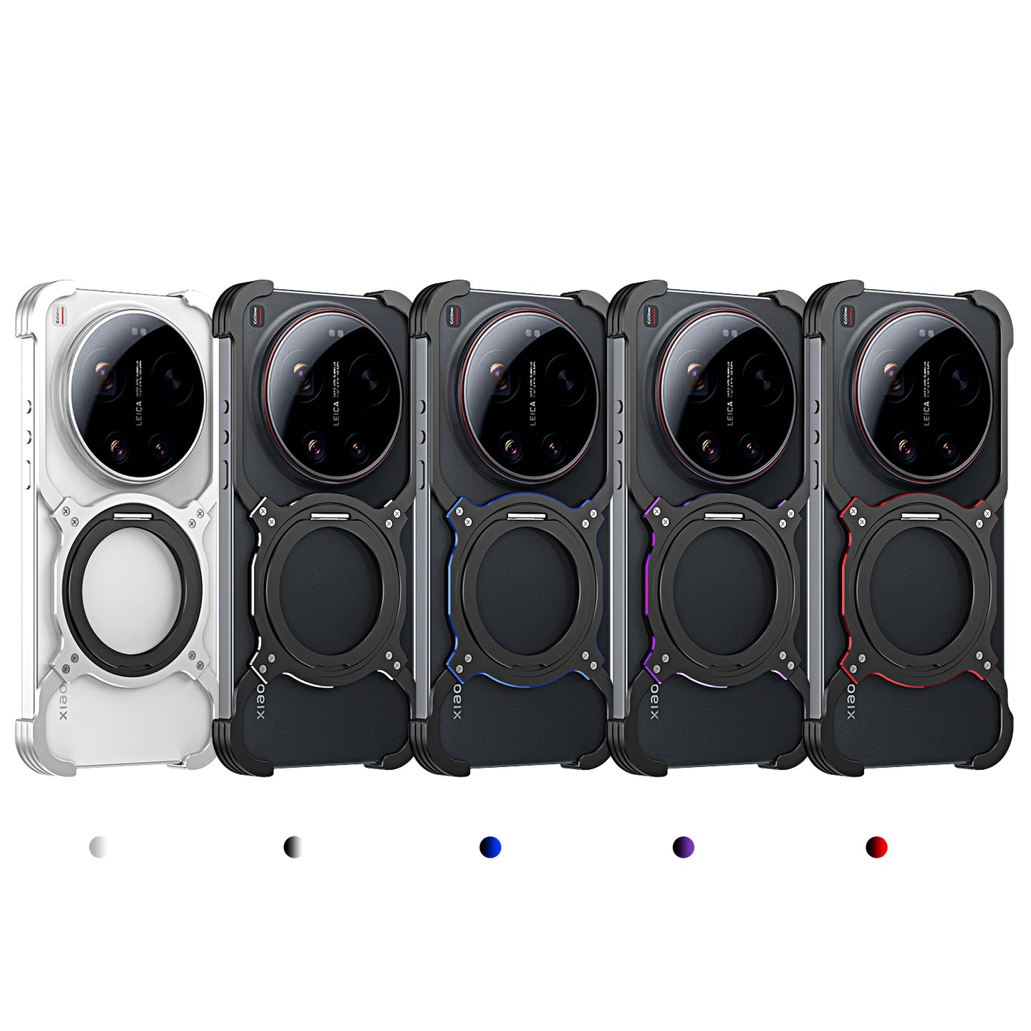 iy Bicolor Robotic Arm MagSafe Pivot Ring Stand Case Cover with Lens Protector