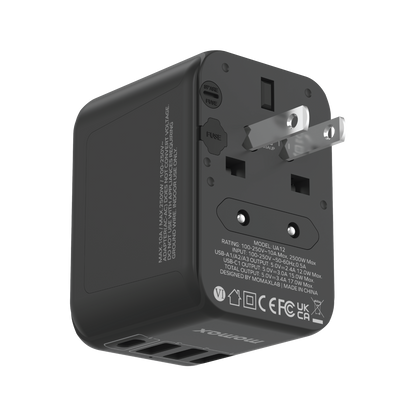 MOMAX 1-World 17W 4-Port + AC Charger Universal Travel Adapter