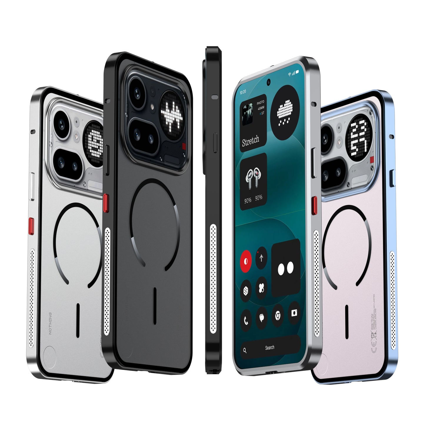 Armor King MagSafe Elastic Buckle Heat Dissipation Metal Bumper Frosted Acrylic Back Case Cover