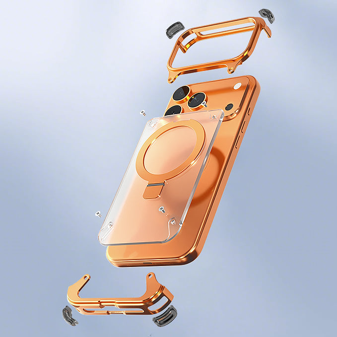 Oatsbasf MagSafe Pivot Ring Stand Air Cushion Metal Case Cover