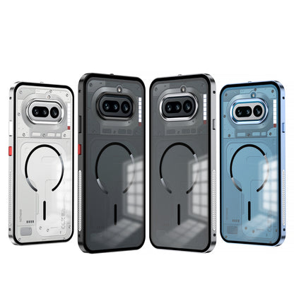 Armor King MagSafe Elastic Buckle Heat Dissipation Metal Bumper Frosted Acrylic Back Case Cover