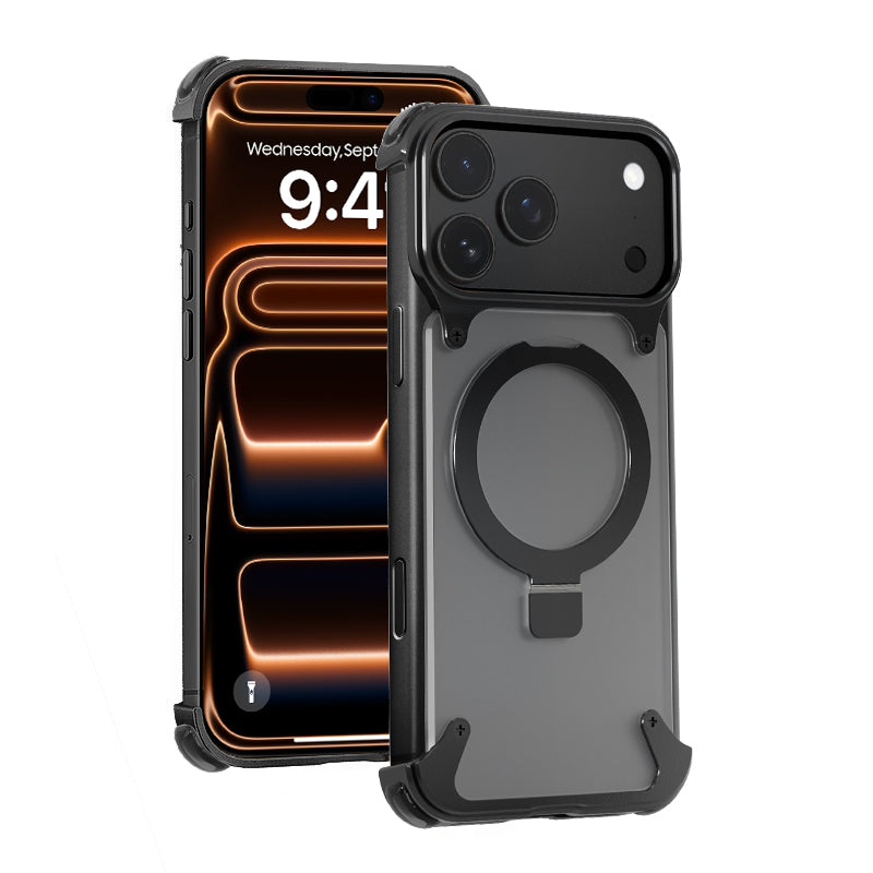 Oatsbasf MagSafe Pivot Ring Stand Air Cushion Metal Case Cover