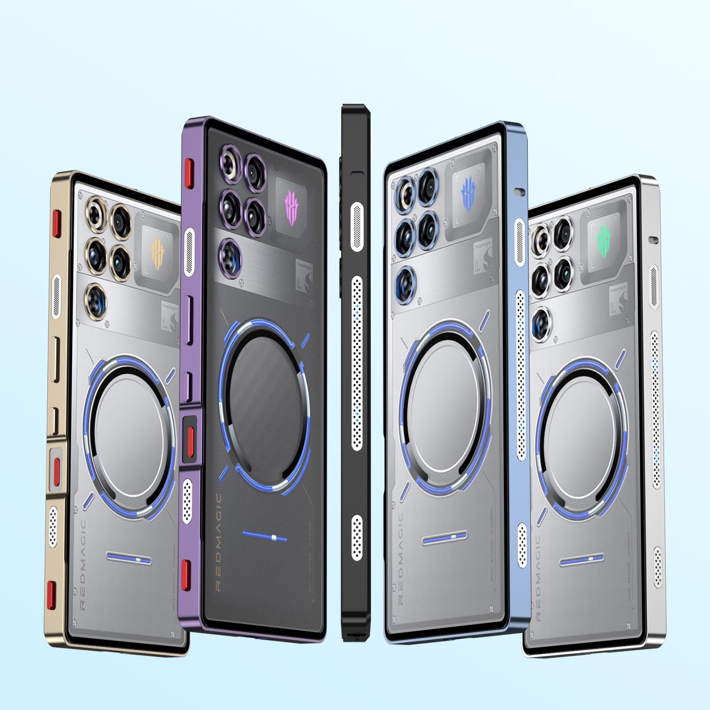 Armor King MagSafe Elastic Buckle Heat Dissipation Metal Bumper Frosted Acrylic Back Case Cover