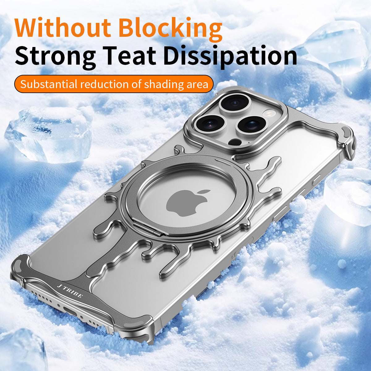 Armor King Glacier MagSafe Pivot Ring Stand Air Cushion Shockproof Metal Case Cover