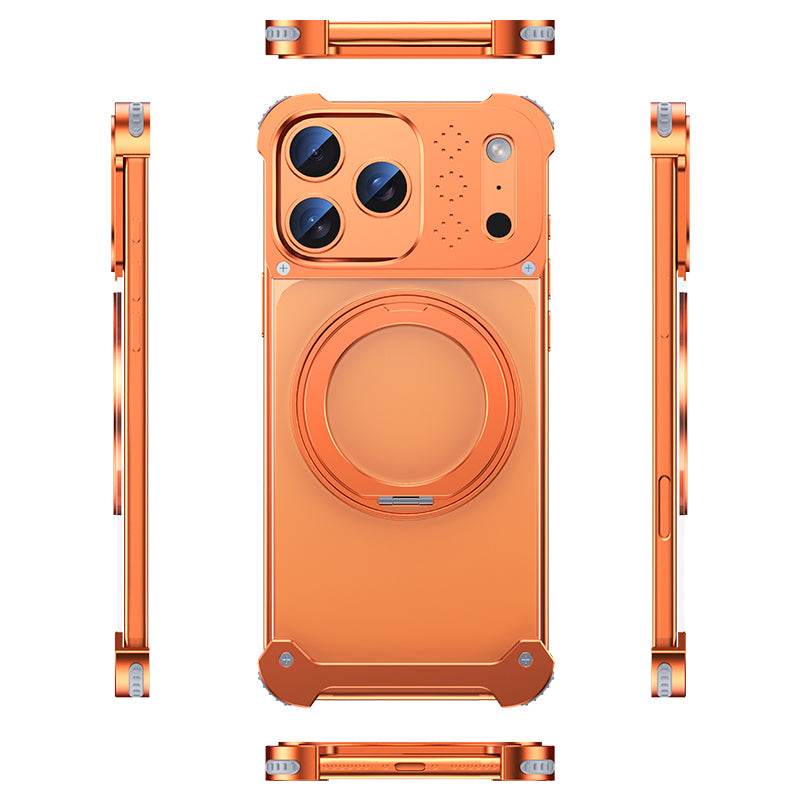 Armor King Sword Shadow MagSafe 360° Pivot Ring Stand Aromatherapy Transparent Metal Case Cover