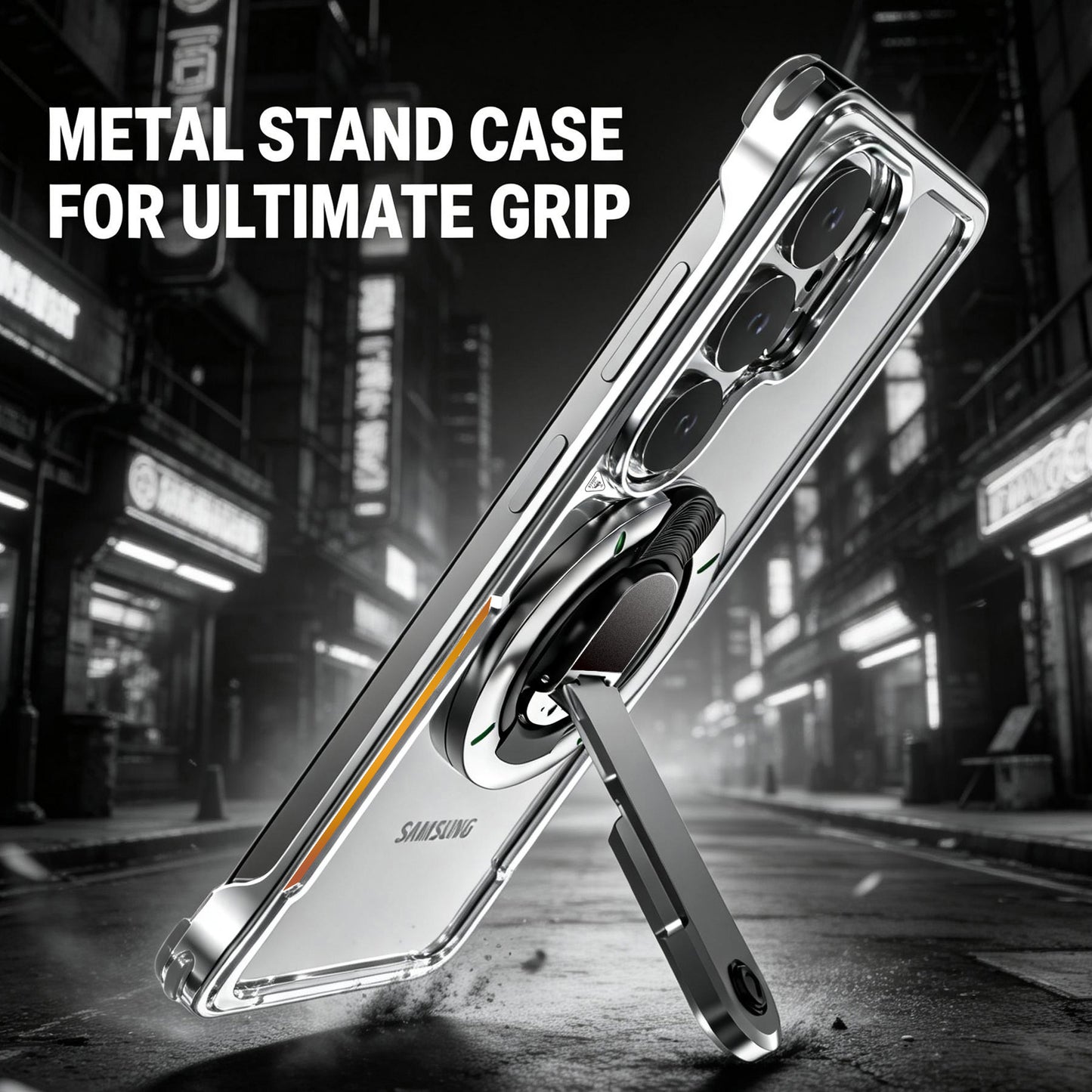 Luphie Mecha Armor Metal Case Cover with Magnetic Ring Holder MagSafe Bracket