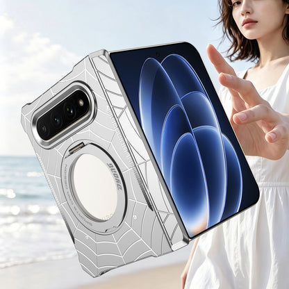 Armor King Spiderweb MagSafe Pivot Ring Stand Shockproof Frameless Metal Case Cover