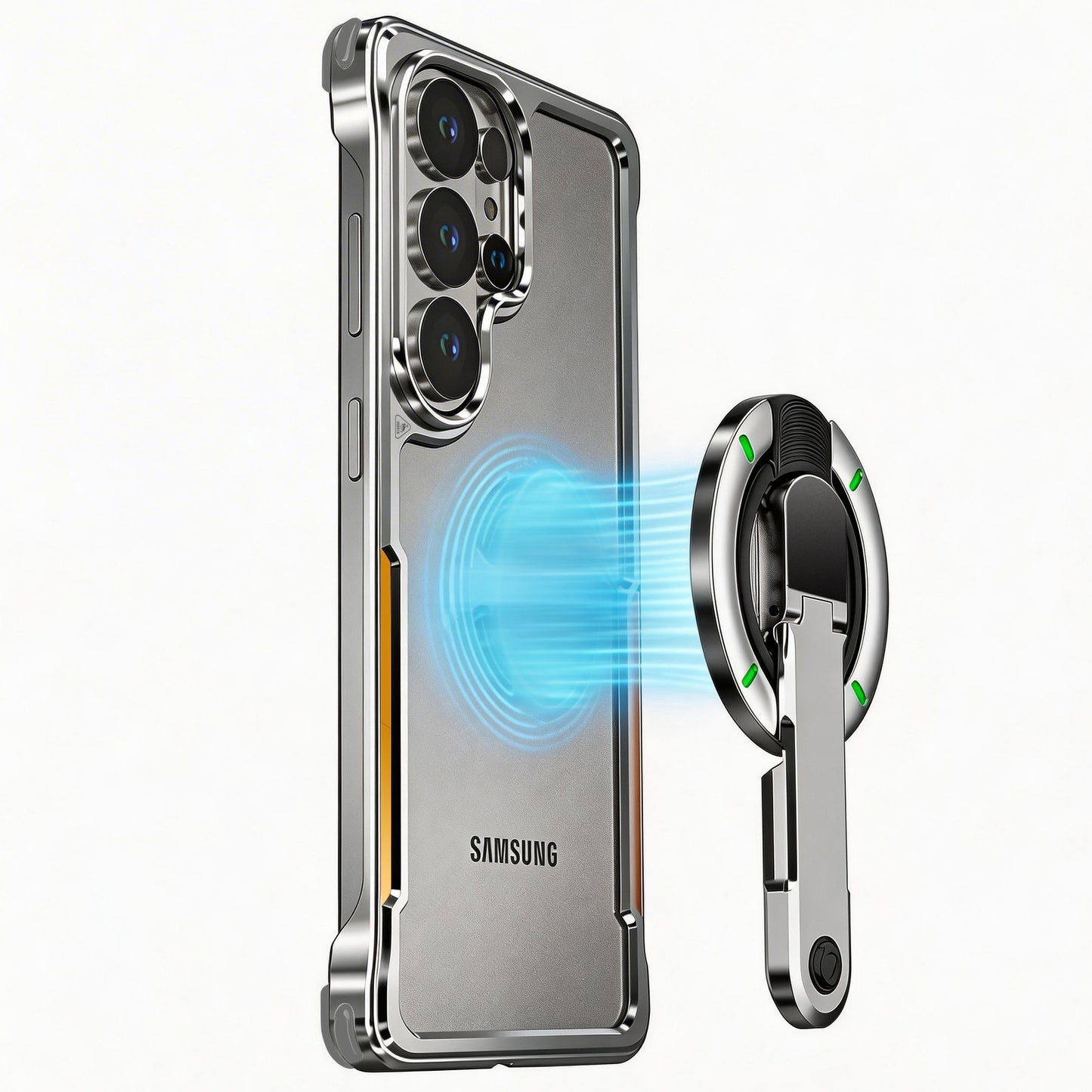 Luphie Mecha Armor Metal Case Cover with Magnetic Ring Holder MagSafe Bracket