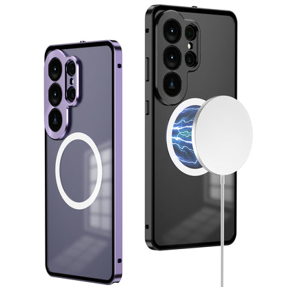 Kylin Armor Elastic Buckle MagSafe Aluminum Metal Bumper Acrylic Back Case Cover