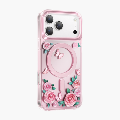 Keephone RoseLand MagSafe Military-grade shockproof Crystals 3D Case Cover