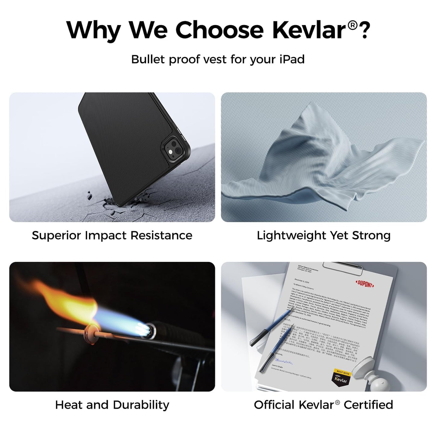 Benks ArmorPro Case Slim Shockproof Cover built with Kevlar 600D for iPad