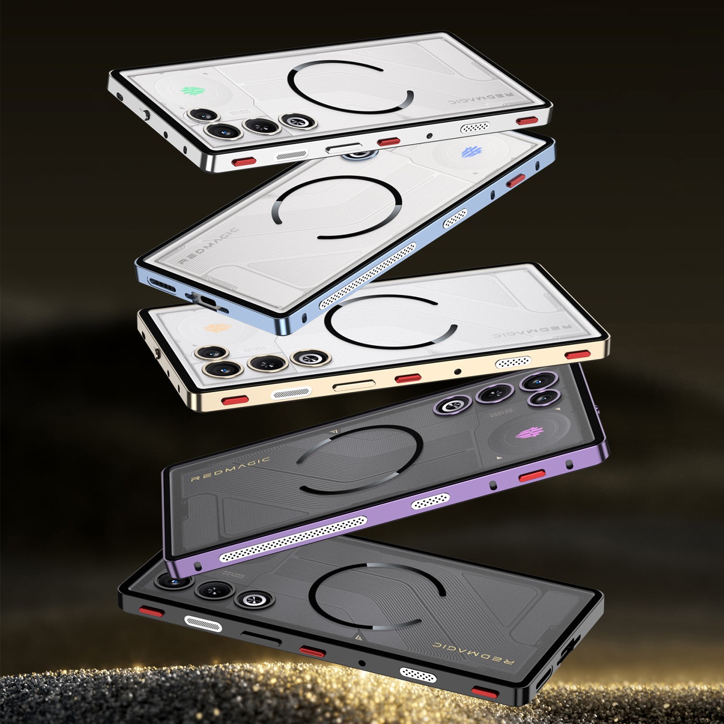 Armor King MagSafe Elastic Buckle Heat Dissipation Metal Bumper Frosted Acrylic Back Case Cover