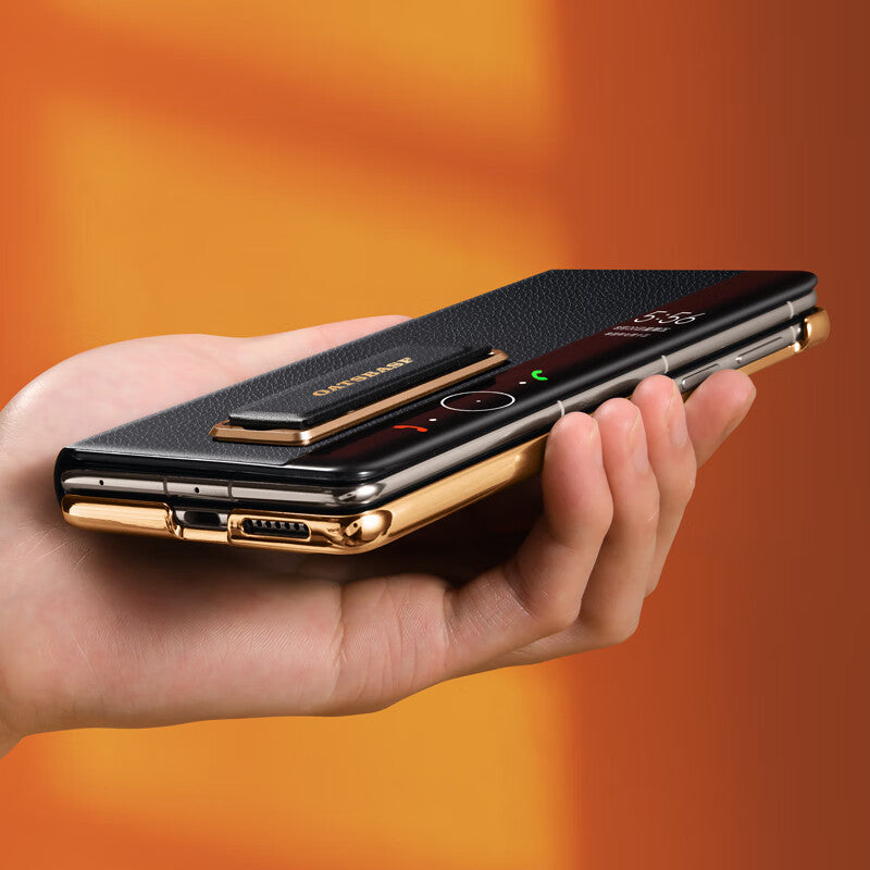 Oatsbasf 360° Rotatable Kickstand Strap Wristband Shockproof Leather Case Cover