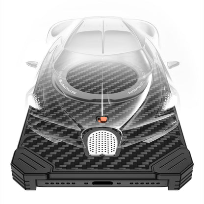 Armor King Hypercar MagSafe Pivot Ring Stand Elastic Buckle Metal+Carbon Fiber Texture Back Case Cover