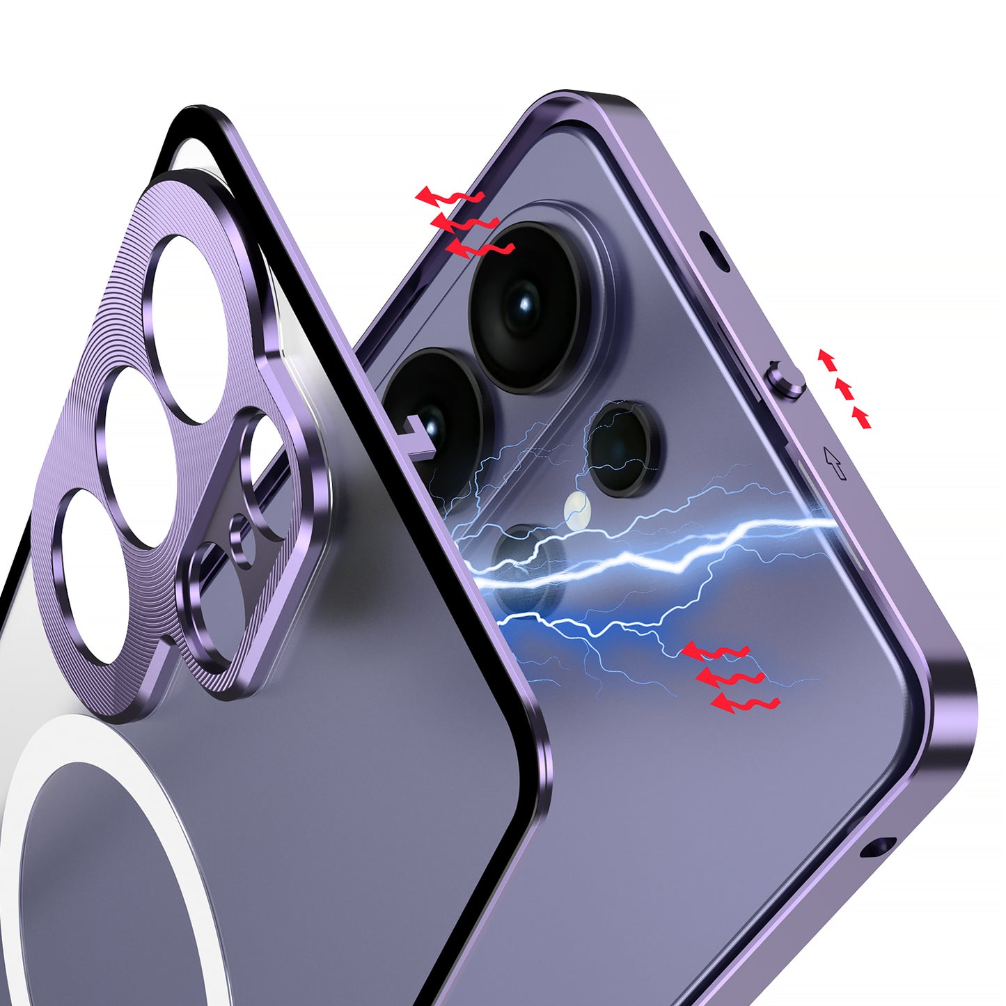 Kylin Armor Elastic Buckle MagSafe Aluminum Metal Bumper Acrylic Back Case Cover