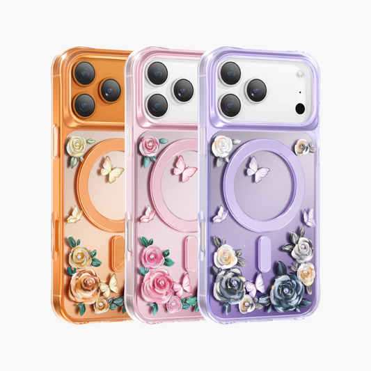 Keephone RoseLand MagSafe Military-grade shockproof Crystals 3D Case Cover