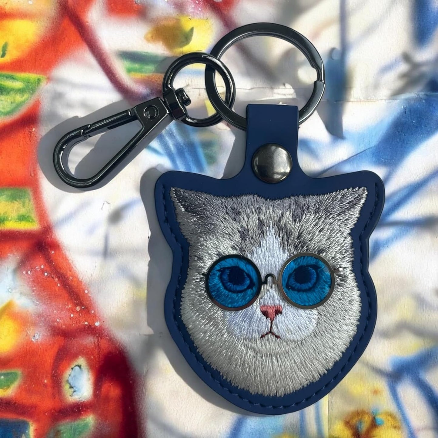 Nimmy Friends Glasses Cute Pets Embroidery Apple AirTag Case Holder Keychain Locator