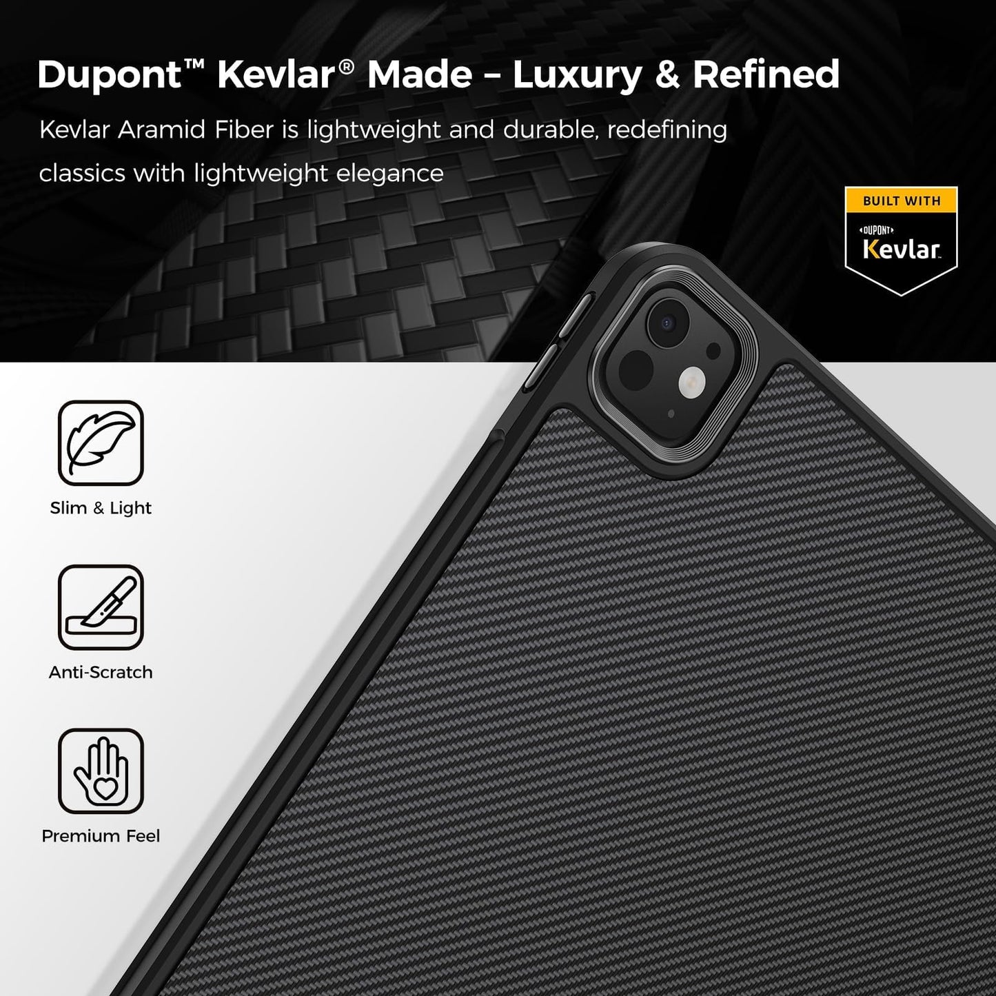 Benks ArmorPro Case Slim Shockproof Cover built with Kevlar 600D for iPad