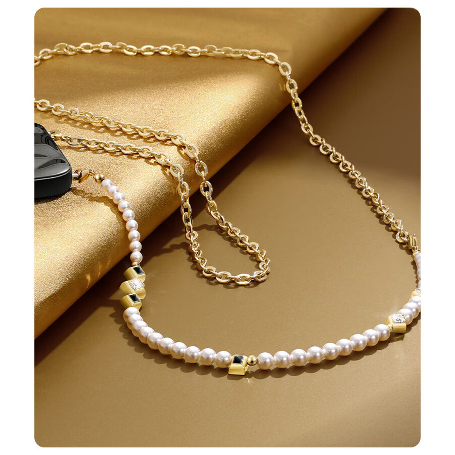 PYNANA Jewelry Aesthetics & Handcraft Multifunctional Chain Phone Charm Beads Strap Pearl Lanyard