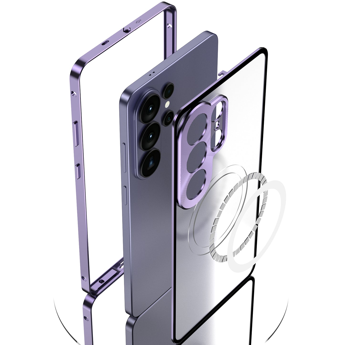 Kylin Armor Elastic Buckle MagSafe Aluminum Metal Bumper Acrylic Back Case Cover