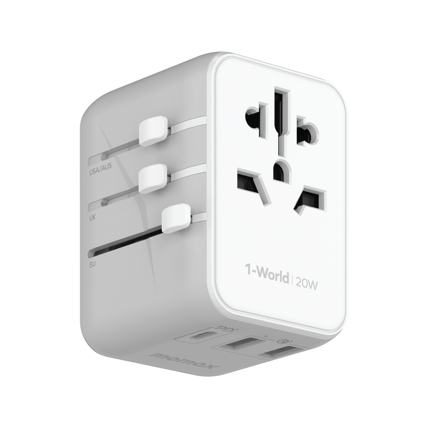 MOMAX 1-World 20W 3-Port + AC Charger Universal Travel Adapter