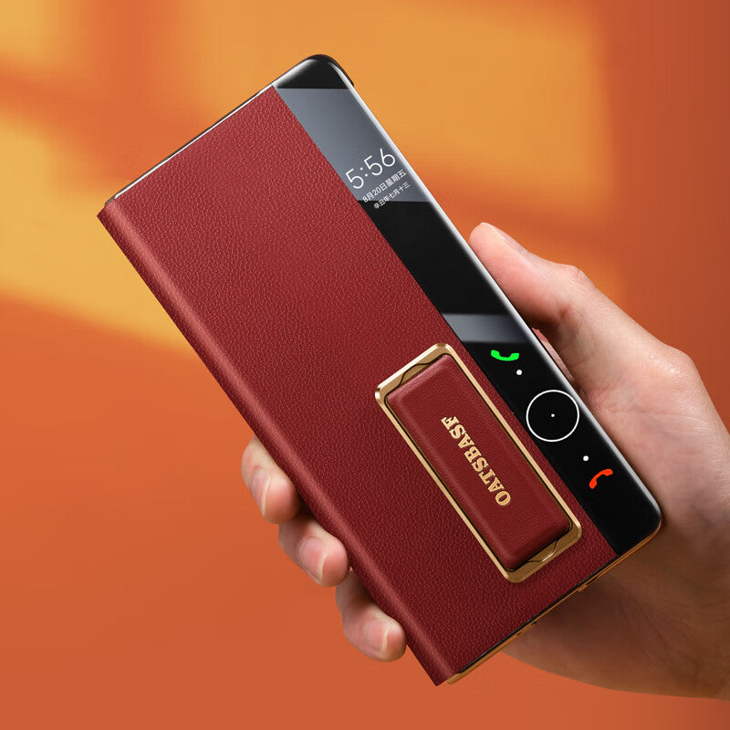 Oatsbasf 360° Rotatable Kickstand Strap Wristband Shockproof Leather Case Cover