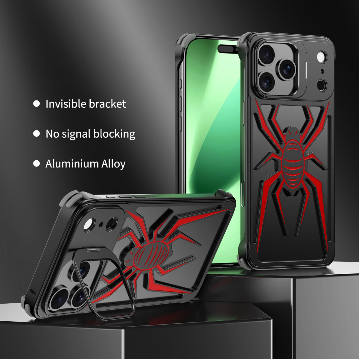 Armor King Spider Aluminum Alloy Lens Kickstand Shockproof Metal Case Cover