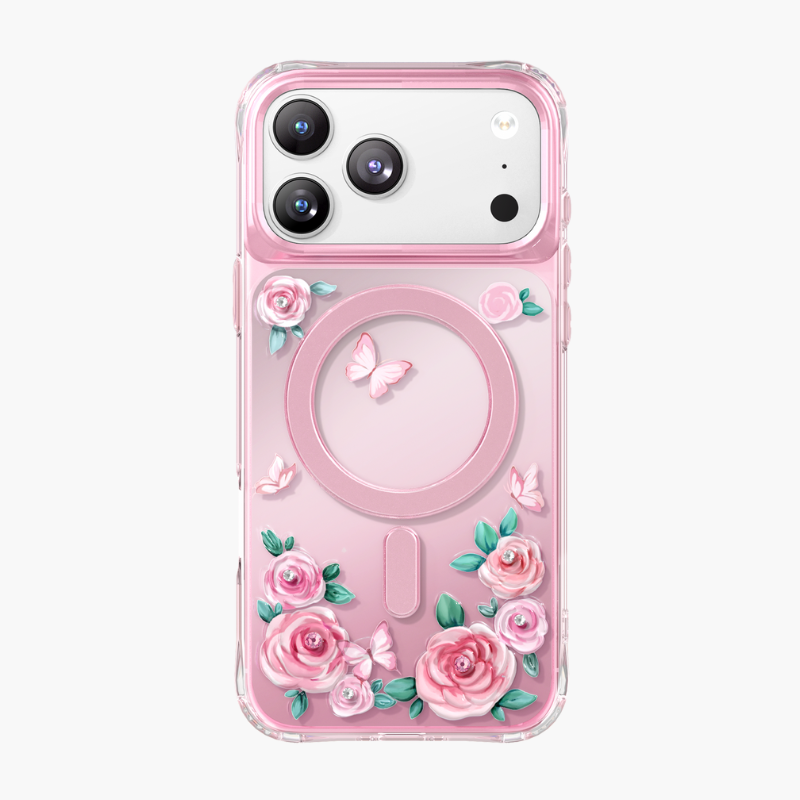 Keephone RoseLand MagSafe Military-grade shockproof Crystals 3D Case Cover