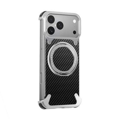 Oatsbasf MagSafe Pivot Ring Stand Air Cushion Carbon Fiber Texture Back Metal Case Cover