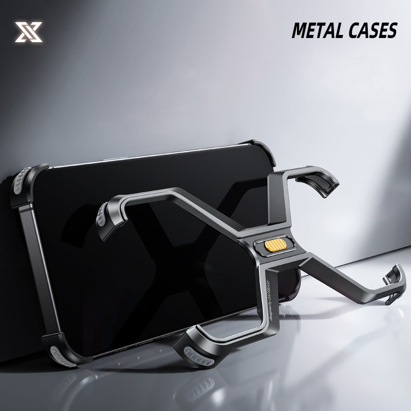 Oatsbasf X-Shape Aluminum Alloy Frameless Slim Bumper Shockproof Metal Case