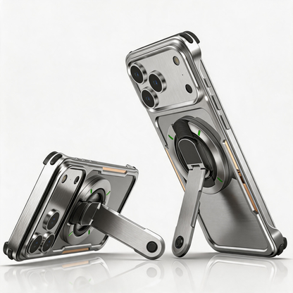 Luphie Mecha Armor Metal Case Cover with Magnetic Ring Holder MagSafe Bracket