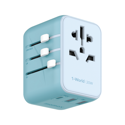 MOMAX 1-World 20W 3-Port + AC Charger Universal Travel Adapter