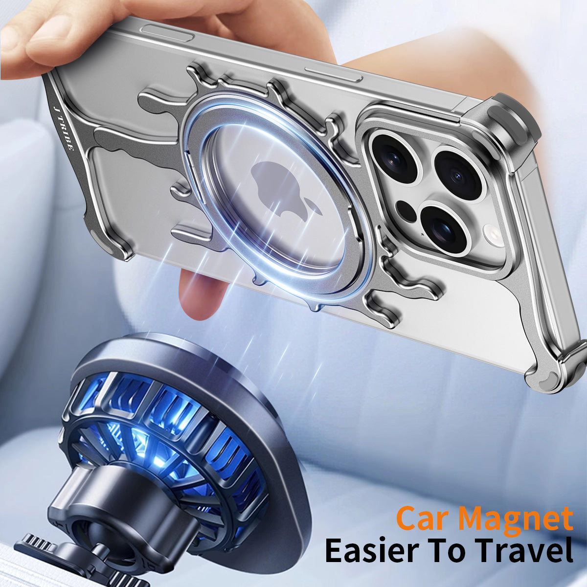 Armor King Glacier MagSafe Pivot Ring Stand Air Cushion Shockproof Metal Case Cover