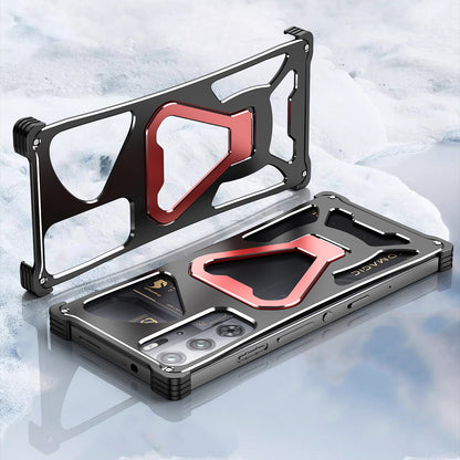 iy Bicolor Transformers Shockproof Aluminum Alloy Kickstand Metal Case Cover