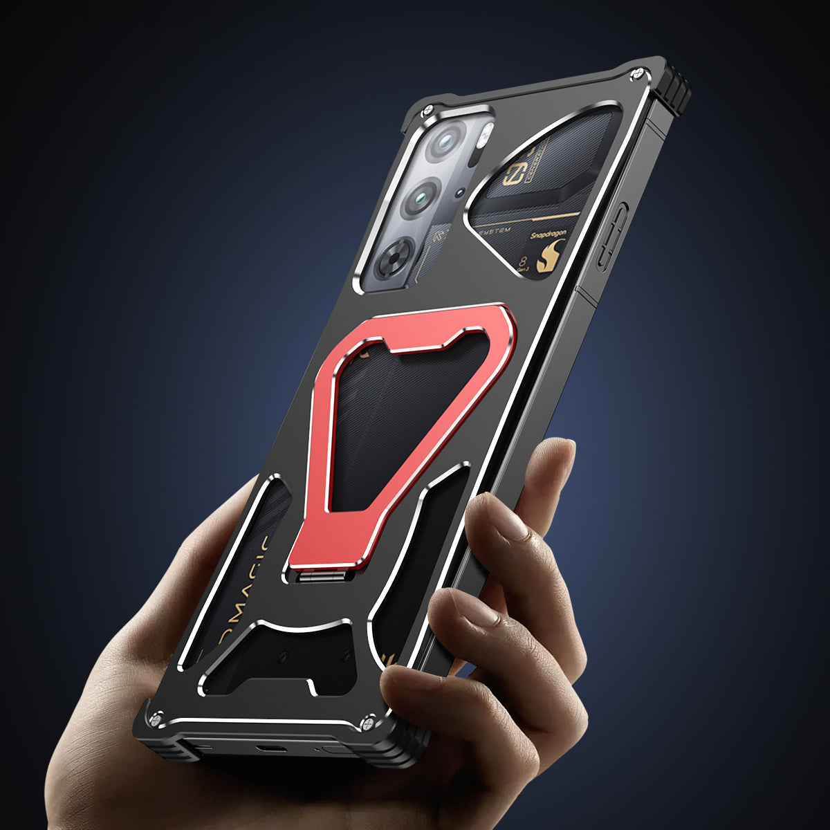 iy Bicolor Transformers Shockproof Aluminum Alloy Kickstand Metal Case Cover