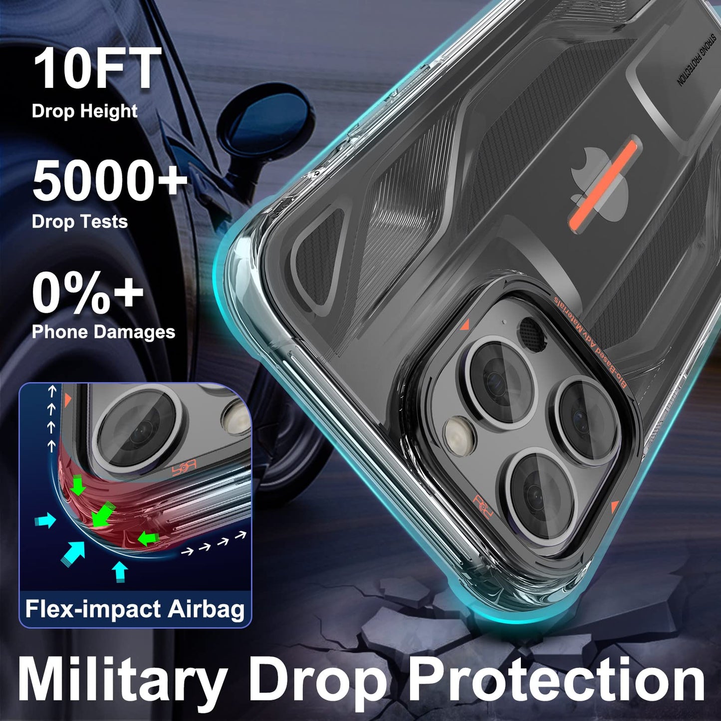 PQY Supercar Military Grade Shockproof Luminous Case Cover