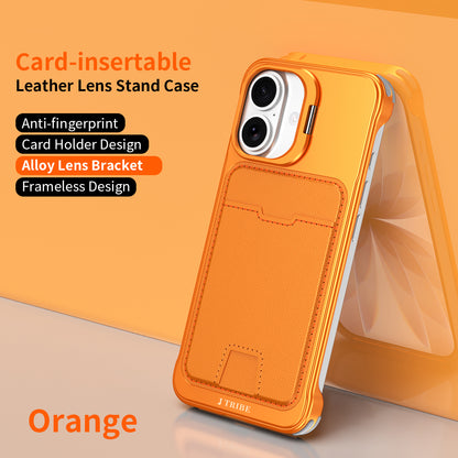 Armor King Lens Stand Leather Card Holder Borderless Metal Case Cover