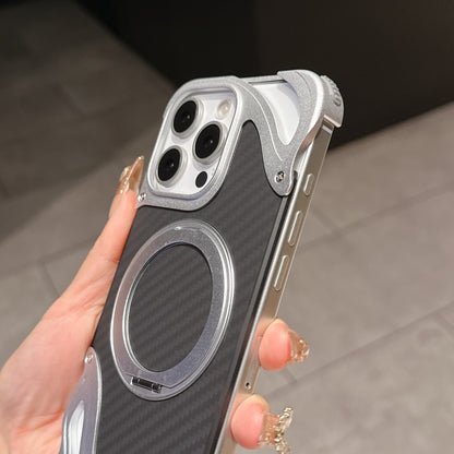 Armor King Dolphin Bezel-less MagSafe Pivot Ring Stand Aramid Fiber Metal Case Cover
